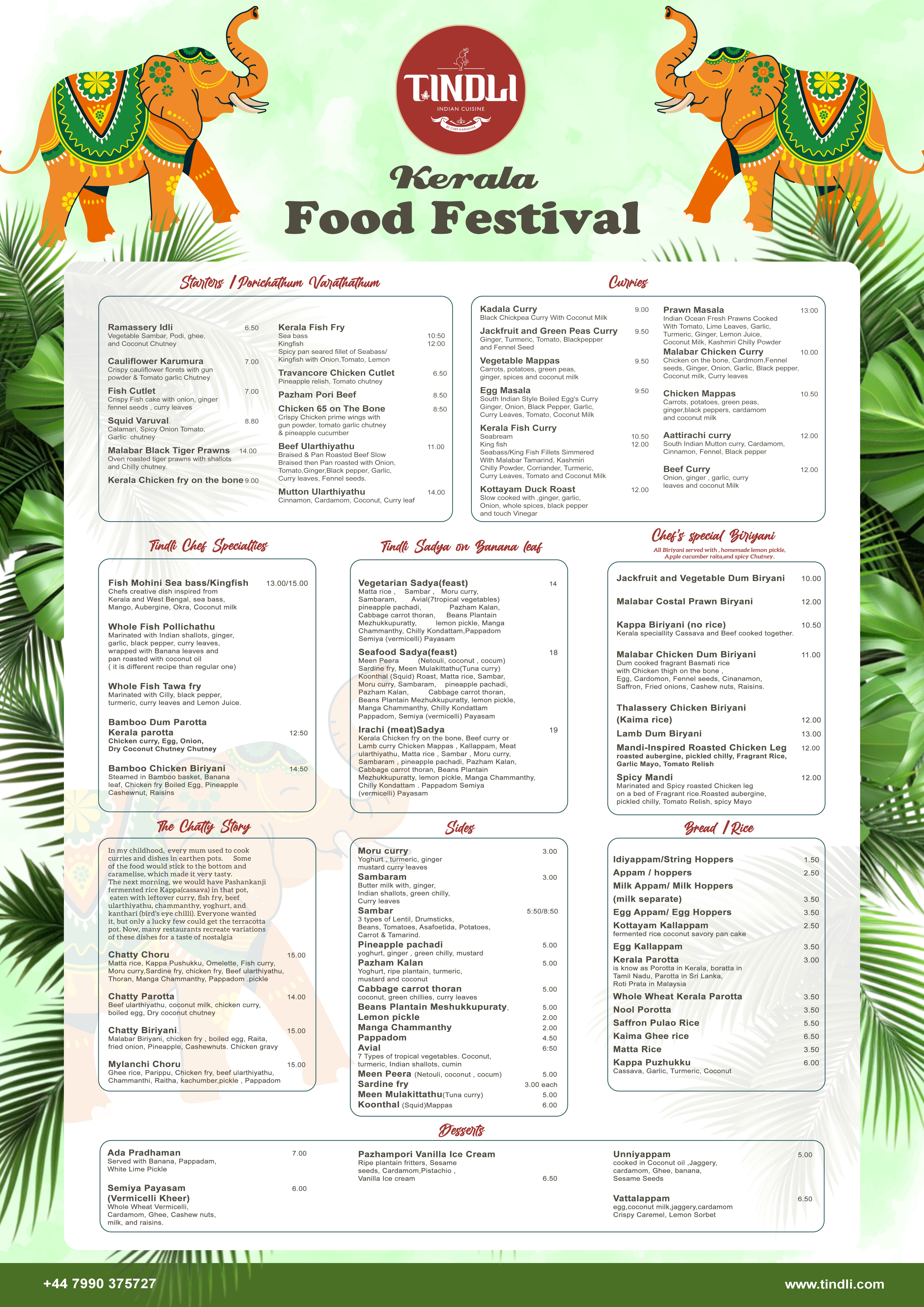 Traditional Indian menu London